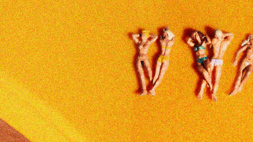 Surreal miniature beach art exploring scale, perception, and the fragile boundary between reality and imagination.