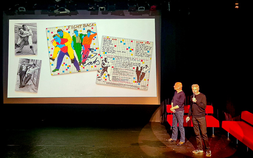 Cognac Wellerlane interviews The White Room Gallery owners about RED CARPET, featuring works by The Guys With The Same Name and others.